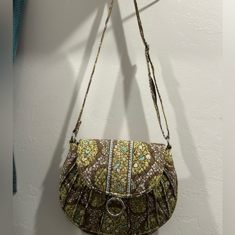 Vera Bradley Brown and Green Floral Shoulder Bag